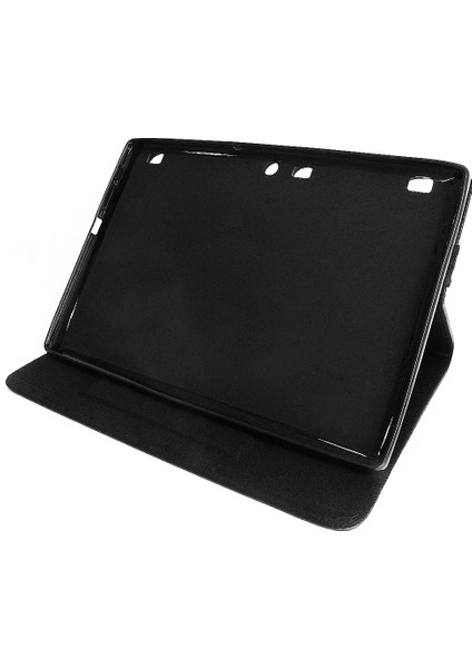 Lenovo Tab 2 A10-70 Tablet Alfa Book Case PU Deri Standlı Kılıf - Siyah