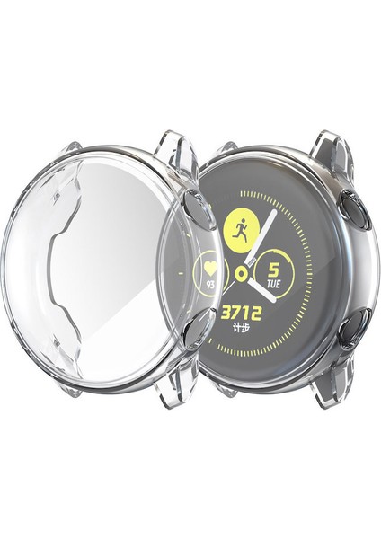Samsung Galaxy Watch Active 2 44 mm Önü Kapalı Tasarım Silikon Kılıf - Şeffaf