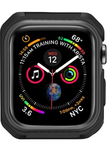 Apple Watch Uyumlu Serie 4/5 40 mm Defender Serisi Silikon Kılıf - Siyah MC1401