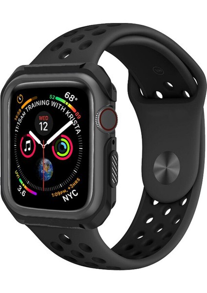 Apple Watch Uyumlu Serie 4/5 40 mm Defender Serisi Silikon Kılıf - Siyah MC1401 fırsatları