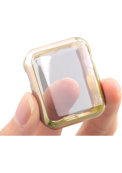 Apple Watch Uyumlu Serie 4/5 44 mm Shine Serisi Önü Kapalı Silikon Kılıf - Gold MC1405 indirimleri