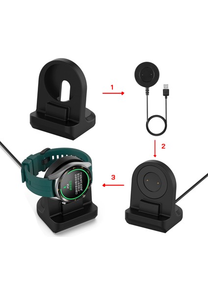 Huawei Watch GT - Honor Watch Magic için Silikon Şarj Standı Siyah - AL2417 modelleri