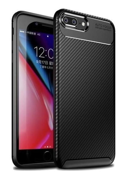 Apple iPhone 7 Plus Kılıf Karbon Desenli Lux Negro Silikon Siyah