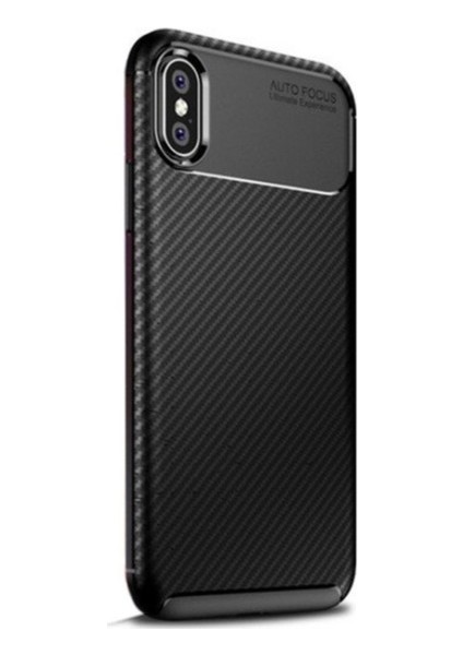 Apple iPhone X - XS Kılıf Karbon Desenli Lux Negro Silikon Siyah