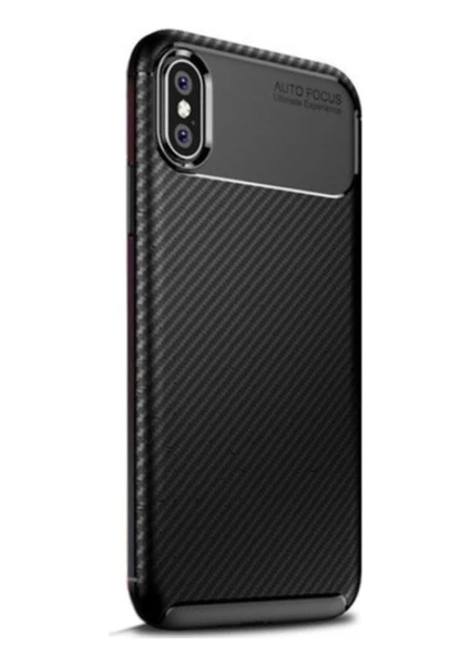 Tekno Grup Apple iPhone X - XS Kılıf Karbon Desenli Lux Negro Silikon + Tam Kaplayan 6D Nano Ekran Koruyucu Siyah