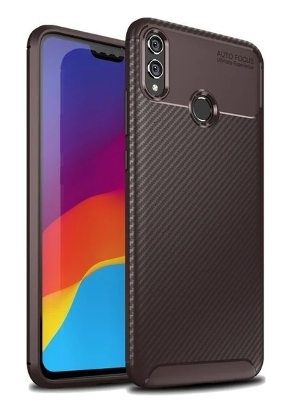 Tekno Grup Huawei Honor 8X Kılıf Karbon Desenli Lux Negro Silikon Kahverengi