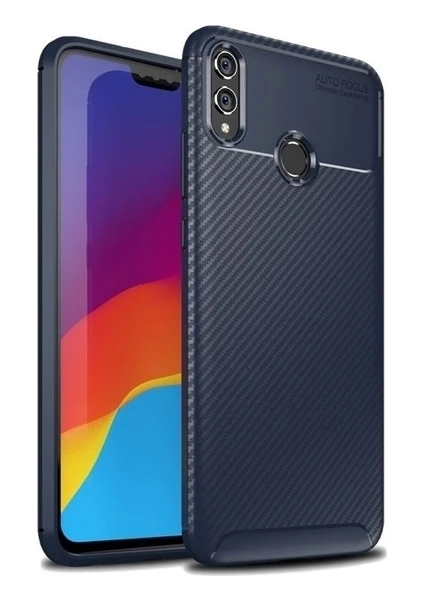 Tekno Grup Huawei Honor 8X Kılıf Karbon Desenli Lux Negro Silikon Lacivert