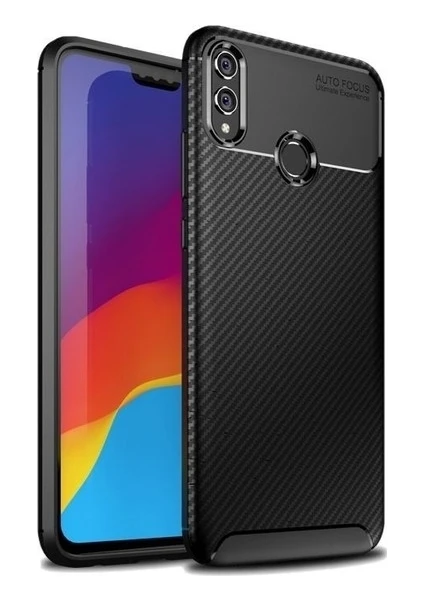 Tekno Grup Huawei Honor 8X Kılıf Karbon Desenli Lux Negro Silikon Siyah