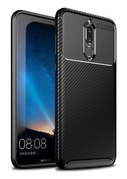 Huawei Mate 10 Lite Kılıf Karbon Desenli Lux Negro Silikon + 360 Full Body Ekran Koruyucu Siyah