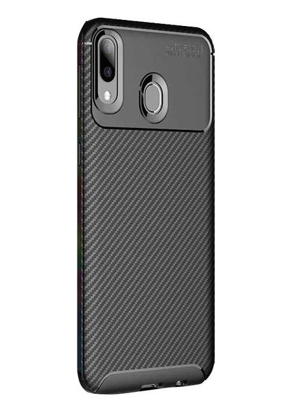 Huawei Y7 Prime 2019 Kılıf Karbon Desenli Lux Negro Silikon Siyah