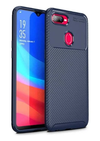 Tekno Grup Oppo AX7 Kılıf Karbon Desenli Lux Negro Silikon Lacivert