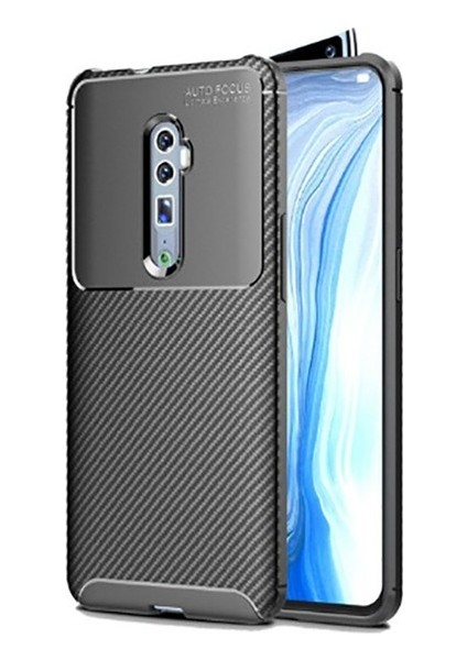 Oppo Reno 10x Zoom Kılıf Karbon Desenli Lux Negro Silikon Siyah