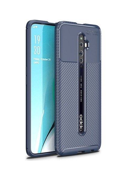 Oppo Reno 2Z Kılıf Karbon Desenli Lux Negro Silikon Lacivert