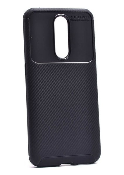 Oppo RX17 Pro Kılıf Karbon Desenli Lux Negro Silikon + Tam Kaplayan 6D Nano Ekran Koruyucu Siyah
