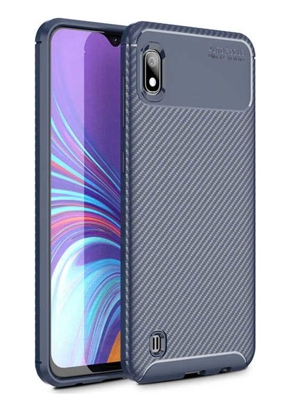 Samsung Galaxy A10 Kılıf Karbon Desenli Lux Negro Silikon Lacivert