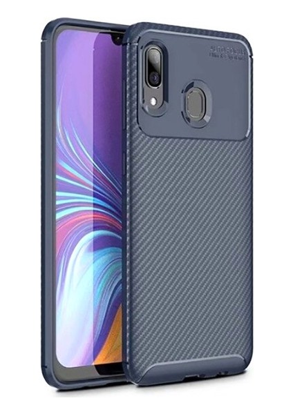 Samsung Galaxy A10s Kılıf Karbon Desenli Lux Negro Silikon Lacivert