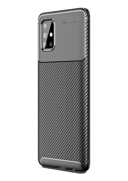 Samsung Galaxy A51 Kılıf Karbon Desenli Lux Negro Silikon Siyah