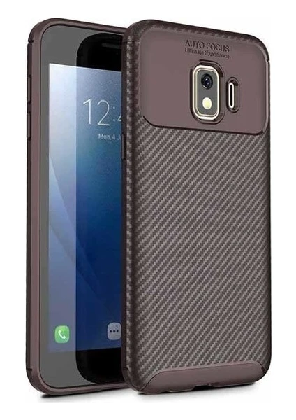 Tekno Grup Samsung Galaxy J2 Core Kılıf Karbon Desenli Lux Negro Silikon Kahverengi