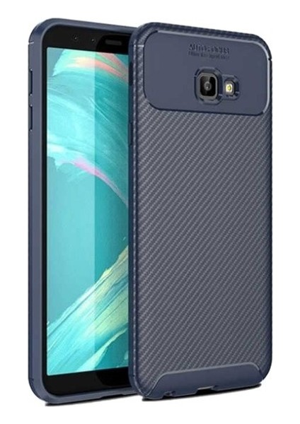 Samsung Galaxy J4 Plus Kılıf Karbon Desenli Lux Negro Silikon Lacivert