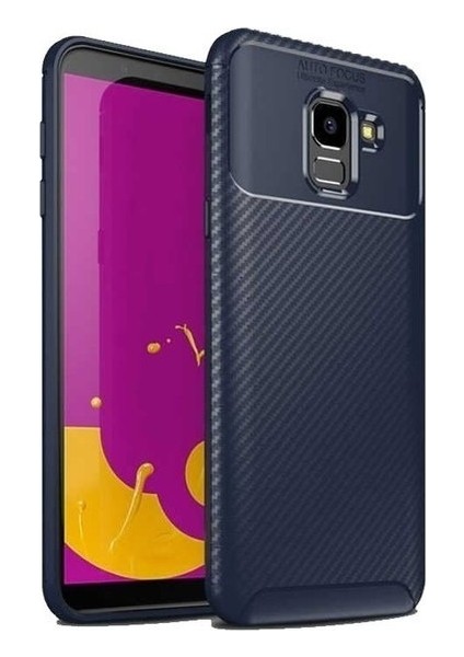 Samsung Galaxy J6 2018 Kılıf Karbon Desenli Lux Negro Silikon Lacivert