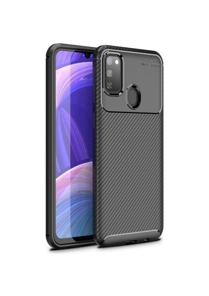 Samsung Galaxy M30s Kılıf Karbon Desenli Lux Negro Silikon Siyah
