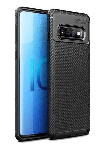 Samsung Galaxy S10 Kılıf Karbon Desenli Lux Negro Silikon Siyah