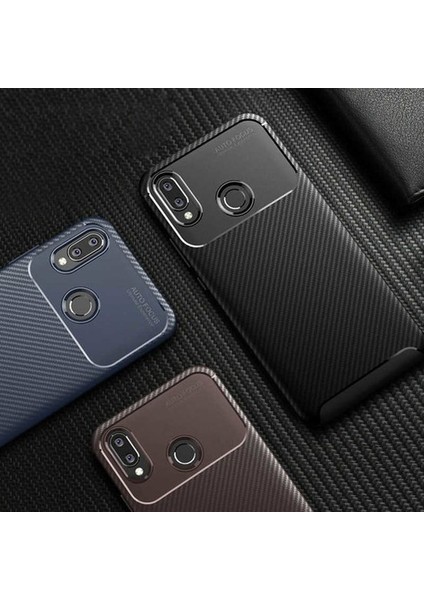 Xiaomi Mi A2 Lite Kılıf Karbon Desenli Lux Negro Silikon + Nano Ekran Koruyucu Siyah
