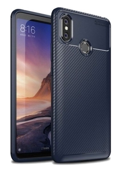 Xiaomi Mi Max 3 Kılıf Karbon Desenli Lux Negro Silikon Lacivert