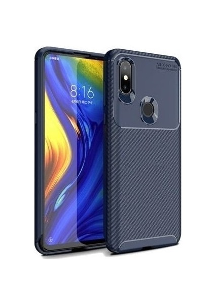 Xiaomi Mi Mix 3 Kılıf Karbon Desenli Lux Negro Silikon Lacivert