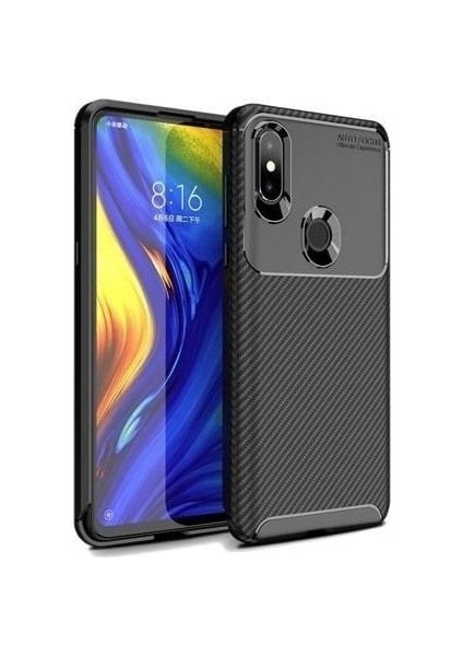 Xiaomi Mi Mix 3 Kılıf Karbon Desenli Lux Negro Silikon Siyah