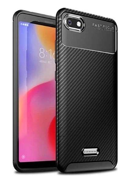 Xiaomi Redmi 6A Kılıf Karbon Desenli Lux Negro Silikon + Nano Ekran Koruyucu Siyah