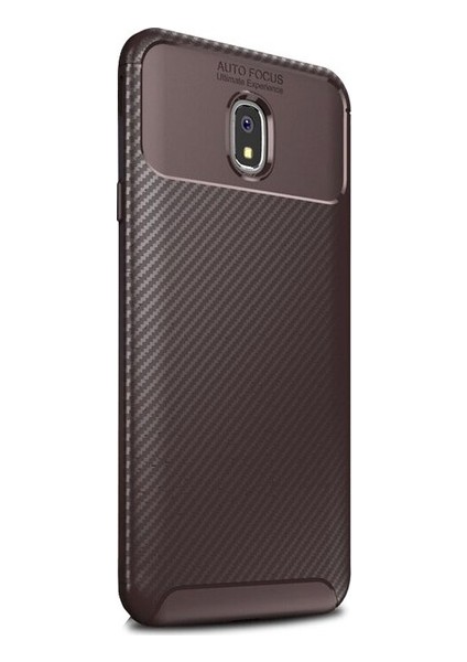 Xiaomi Redmi 8A Kılıf Karbon Desenli Lux Negro Silikon + Cam Ekran Koruyucu Kahverengi