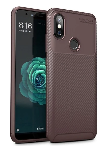 Tekno Grup Xiaomi Redmi Note 5 Pro Kılıf Karbon Desenli Lux Negro Silikon Kahverengi