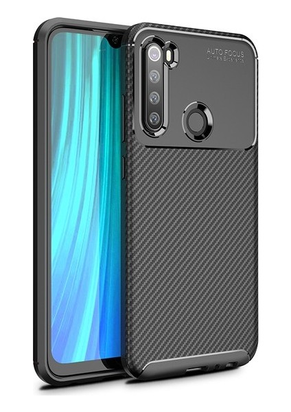 Xiaomi Redmi Note 8 Kılıf Karbon Desenli Lux Negro Silikon + Nano Ekran Koruyucu Siyah