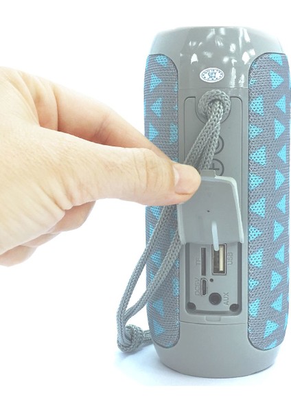 TG117 Silindir Su Geçirmez Bluetooth Hoparlör FM Radyo Açık Mavi Üçgen fırsatları