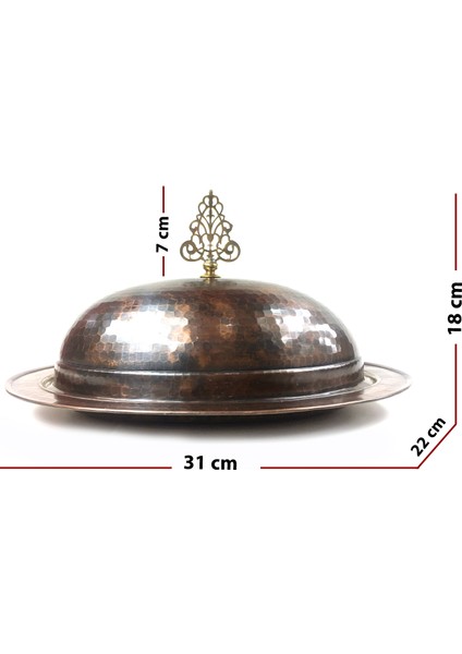 Anatolia Hünkar Şişme Kapak Kayık Bakır Sahan Antik 31cm indirimleri