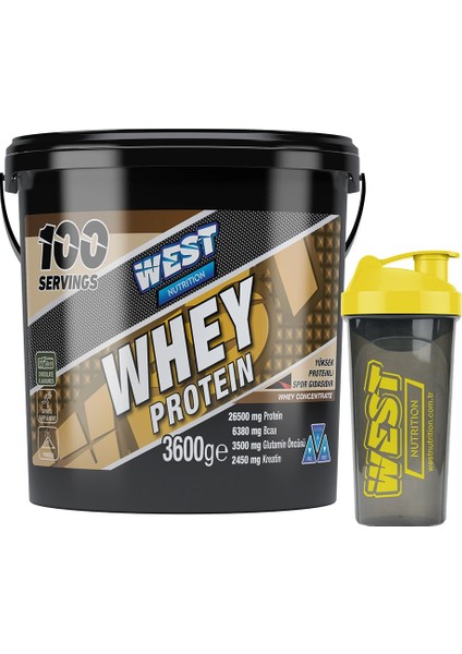 West Nutrition Whey Protein Tozu 3600 Gr 100 Servis + Shaker