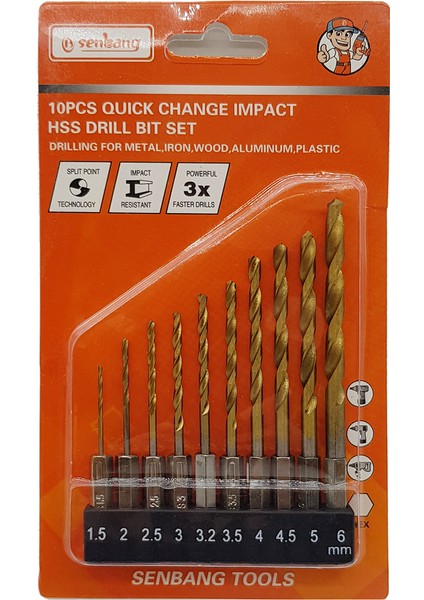 Bits Saplı Hss Matkap Uçu Seti 1/4" 10'lu