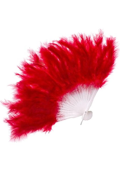 Kırmızı Tüylü Yelpaze Kına Yelpazesi Kırmızı 27 cm * 37 cm