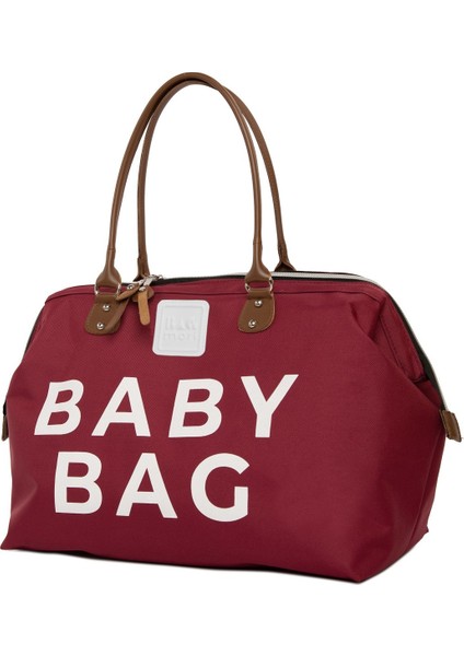 Bordo Baby Bag Baskılı Bebek Bakım Çantası