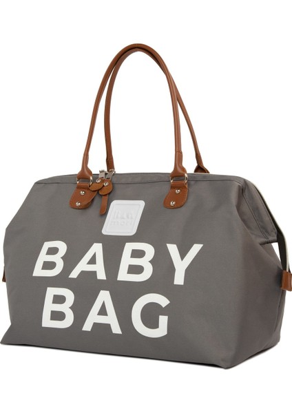 Gri Baby Bag Baskılı Bebek Bakım Çantası