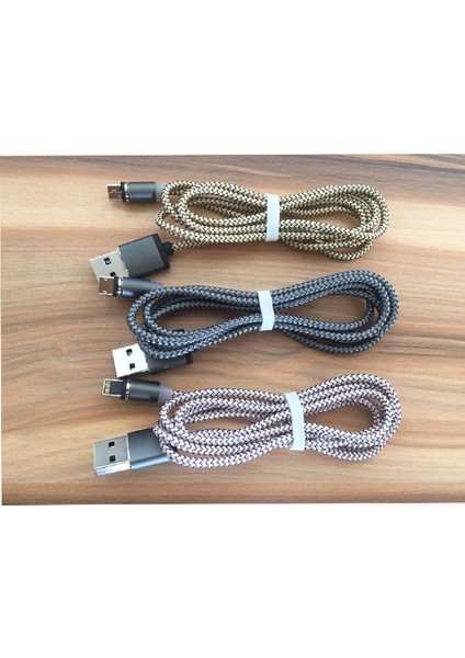 3in1 Yuvarlak Başlık Manyetik Şarj USB Kablosu AL-24704 - Sarı