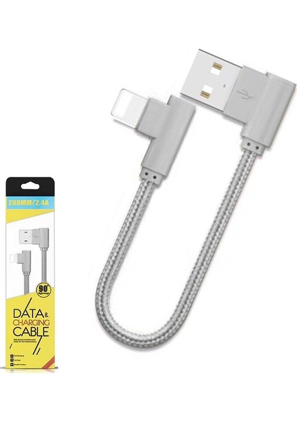 Apple Lightning Eğik Başlı Halat USB Kablo 20cm AL-26930 - Gold