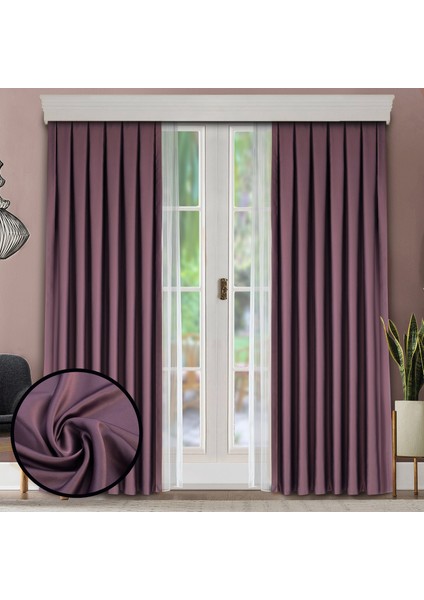 1/3 Sık Pileli Blackout Karartma Güneşlik Perde V19 Mürdüm - 100 x 200 cm modelleri