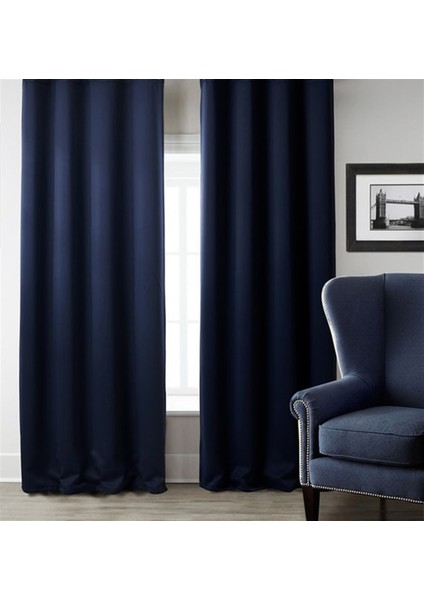 1/3 Sık Pileli Blackout Karartma Güneşlik Perde V23 Lacivert - 100 x 210 cm