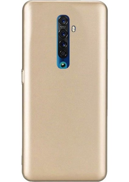 Oppo Reno 2 Kılıf Premier Silikon Esnek Koruma + Nano Glass Gold
