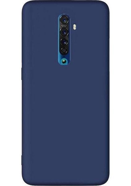 Oppo Reno 2 Kılıf Premier Silikon Esnek Koruma + Nano Glass Lacivert
