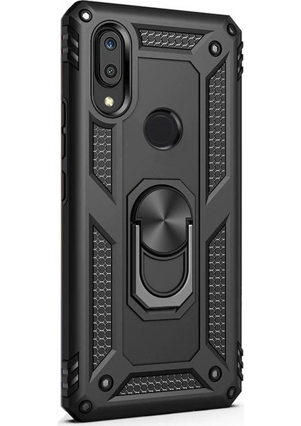 Samsung Galaxy A20 Kılıf Vega Standlı Yüzüklü Mıknatıslı Siyah