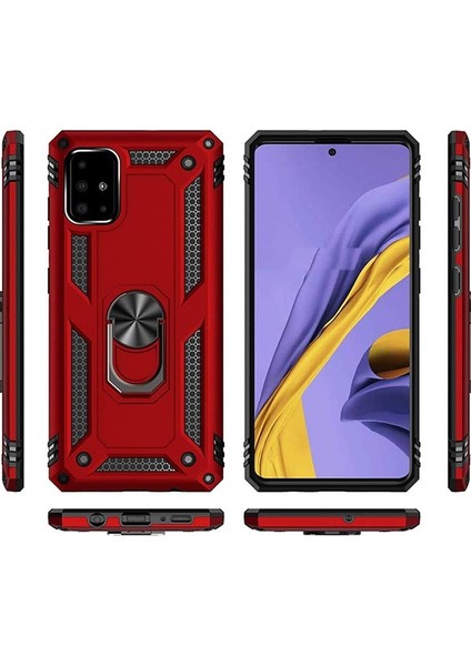 Samsung Galaxy A51 Kılıf Vega Standlı Yüzüklü Mıknatıslı Silikon Lacivert modelleri