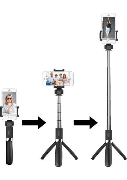 Uzaktan Kumandalı Bluetooth Selfie Çubuğu 3 Ayaklı 60 cm Tripod - L01